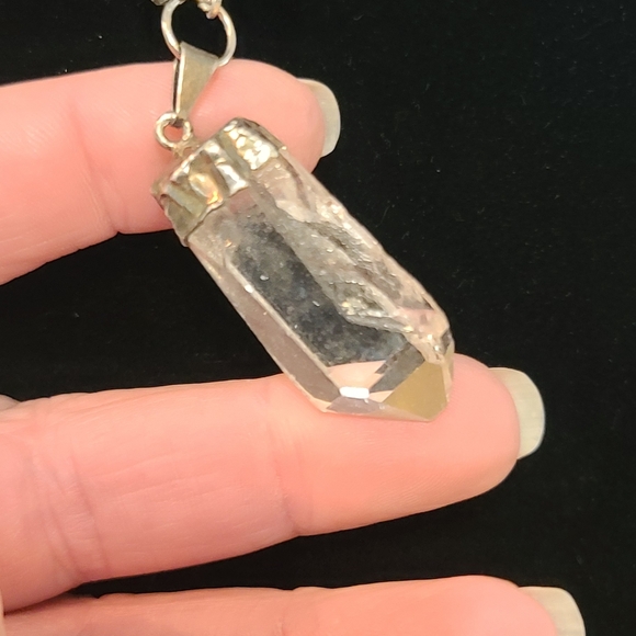 Clear Quartz Crystal Point Charm on 16"-18" necklace Abundance & Prosperity - Picture 4 of 6